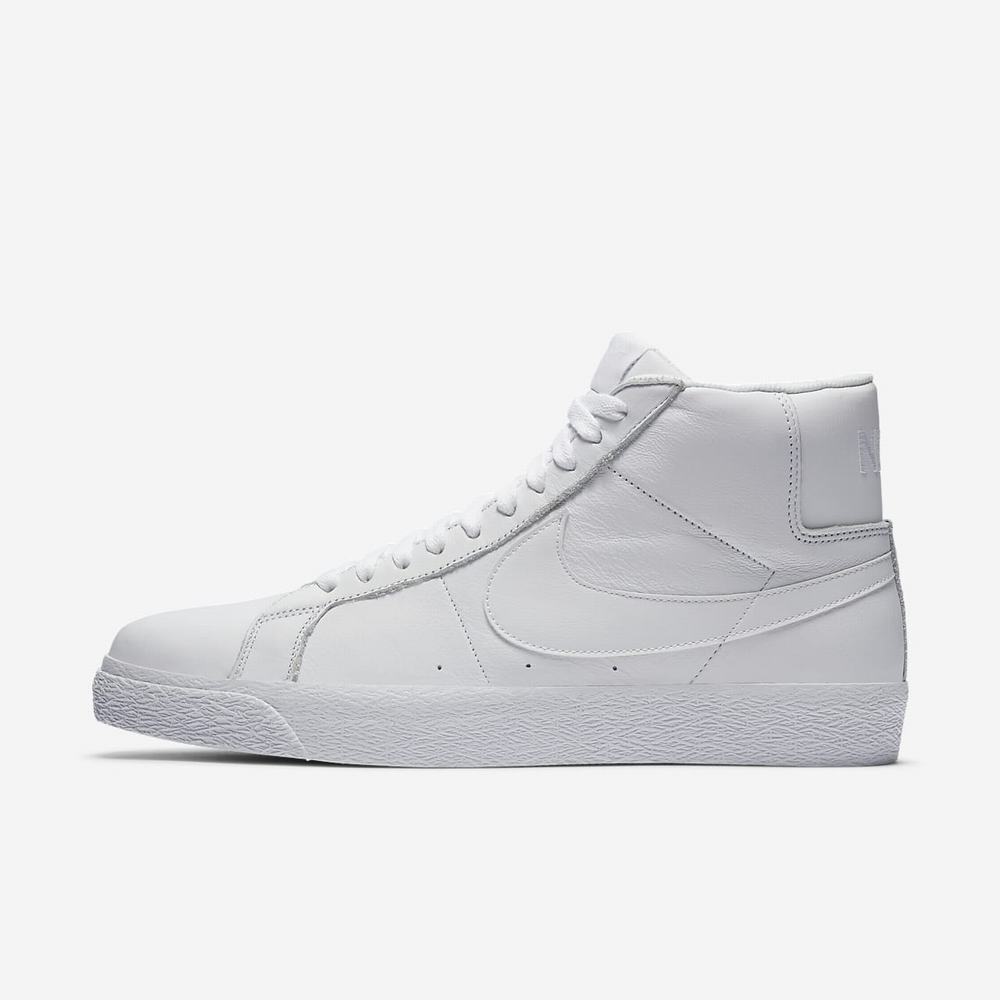 Basket Montante Nike SB Zoom Blazer Mid Blanche 6724-581 White/White/White Homme | REV-51266360